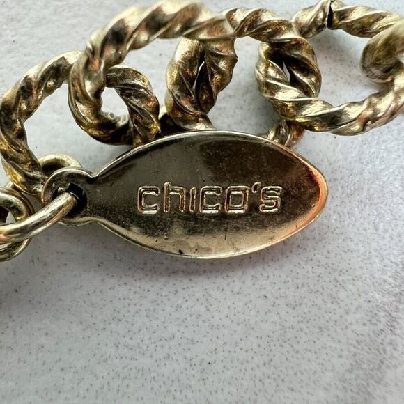 Chico's Gold Tone Tassel Pendant Chain Link Necklace - Picture 7 of 7